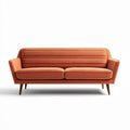 Fabric sofa in orange color with wooden legs 180 x 80 x 70cm