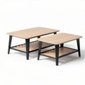 Wooden coffee table set with storage shelf and modern design 80 x 50 x 40cm