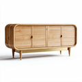 Bamboo sideboard with three cabinet doors and brass accents 150 x 40 x 70cm