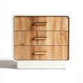 Wooden nightstand with three drawers and gold handles 50 x 40 x 50cm