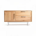 Wooden sideboard with two drawers and two doors in natural finish 90 x 40 x 60cm