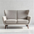 Two-seater sofa in beige fabric upholstery with wooden legs 160 x 80 x 85cm