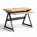 Wooden computer desk with adjustable height and storage shelf 120 x 60 x 75cm