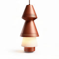 Copper pendant light with perforated shade and frosted glass, 30 x 30 x 50cm
