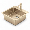 Gold stainless steel kitchen sink with single handle faucet 50 x 50 x 20cm