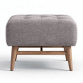 Gray fabric upholstered ottoman with wood legs 60 x 60 x 40cm
