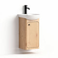 Wall-mounted bathroom vanity with sink and cabinet in wood finish 45 x 25 x 80cm