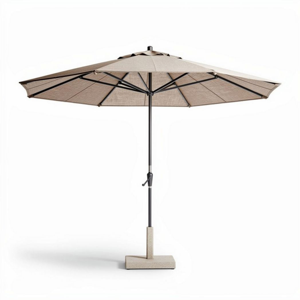 Patio umbrella with adjustable height 250cm size in beige polyester fabric