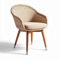 Woven rattan accent chair with wooden legs and cushioned seat 60 x 60 x 80cm