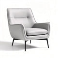 Gray leather accent chair with modern design and sturdy metal legs 80 x 80 x 90cm